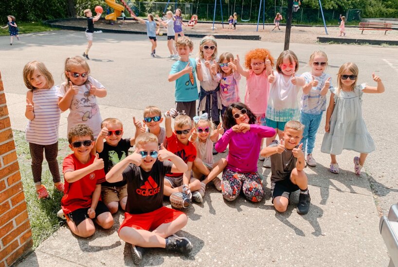 Students wearing sunglasses